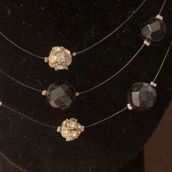 Bundle of 3 Necklaces - all in silver, black, clear and sparkly crystals - Picture 3 of 8